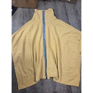 Lost Petal Linens Wool Blend Oversized Zip Poncho Vest Womens Size OS Gold